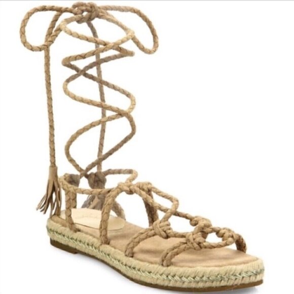 Joie Ceasar Tan Suede Leather Gladiator Lace Up Espadrille Sandals NWOT - Picture 1 of 15